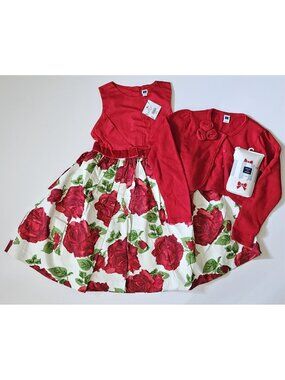 Janie and Jack 6-7 NWT Tartan Party Holiday Dress Cardigan Tights Set